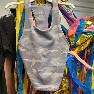 Athleta Kids Camo Tank Top - Gray and White